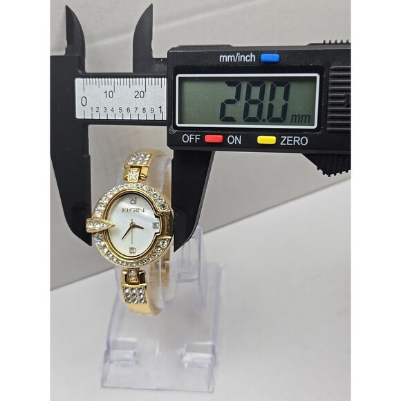 Elgin EG400 124 VJ21 Gold Tone Crystal Quartz Ladies Watch New Battery Vintage - Picture 4 of 11